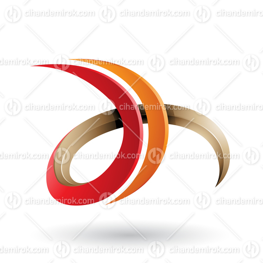 Red and Orange 3d Curly Letter D and H Vector Illustration