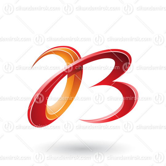 Red and Orange 3d Curly Letters A and B Vector Illustration