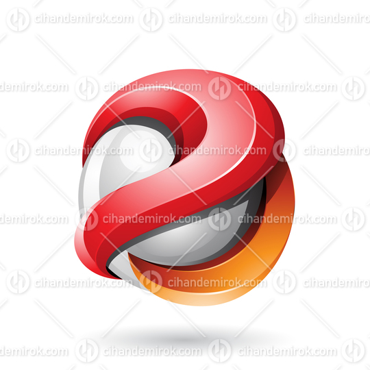Red and Orange Bold Metallic Glossy 3d Sphere Vector Illustration