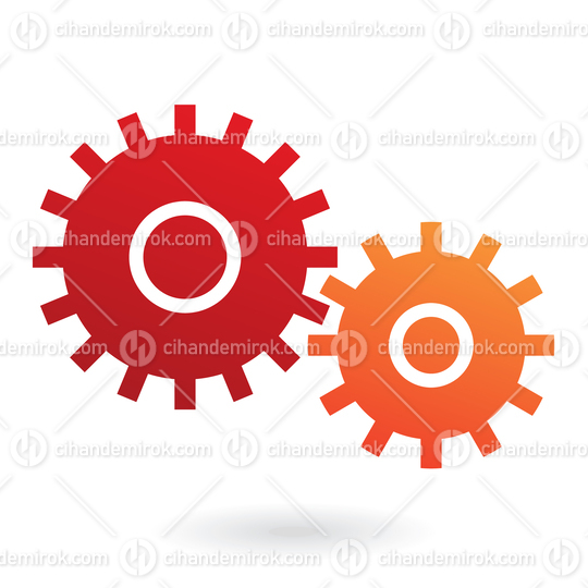 Red and Orange Cogs Icon