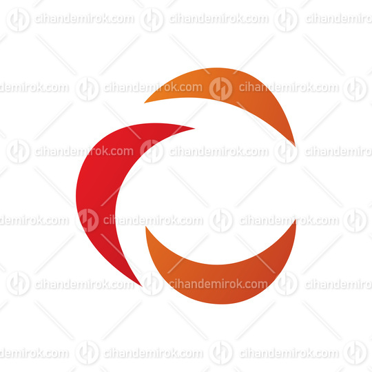 Red and Orange Crescent Shaped Letter C Icon