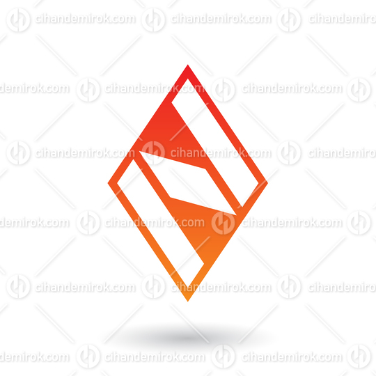 Red and Orange Diamond Shaped Letter N Vector Illustration