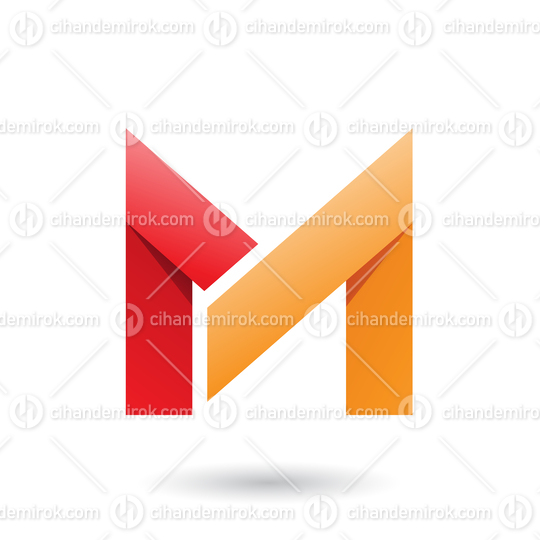 Red and Orange Folded Paper Letter M Vector Illustration
