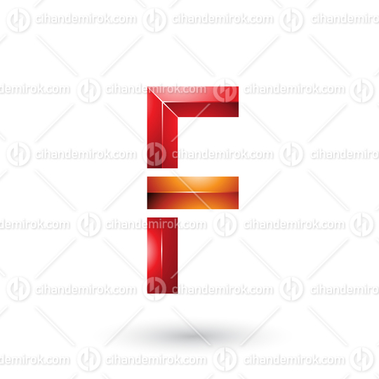 Red and Orange Geometrical Glossy Letter F Vector Illustration