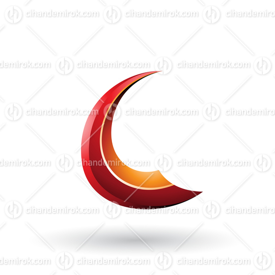 Red and Orange Glossy Flying Letter C Vector Illustration