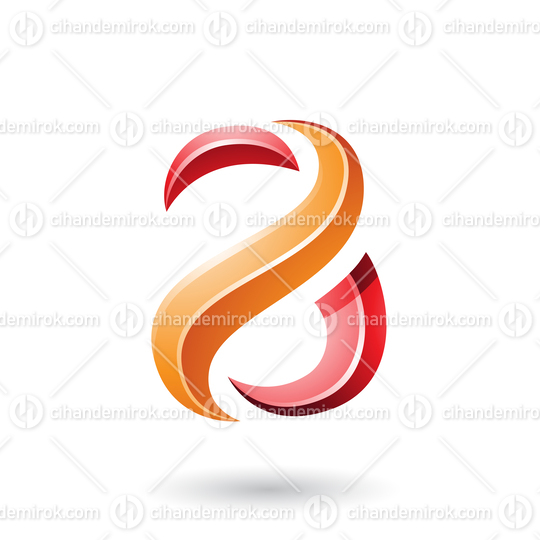 Red and Orange Glossy Snake Shaped Letter A Vector Illustration