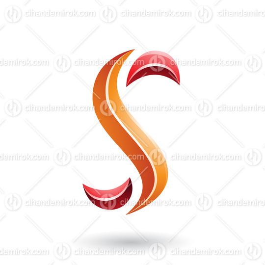 Red and Orange Glossy Snake Shaped Letter S Vector Illustration
