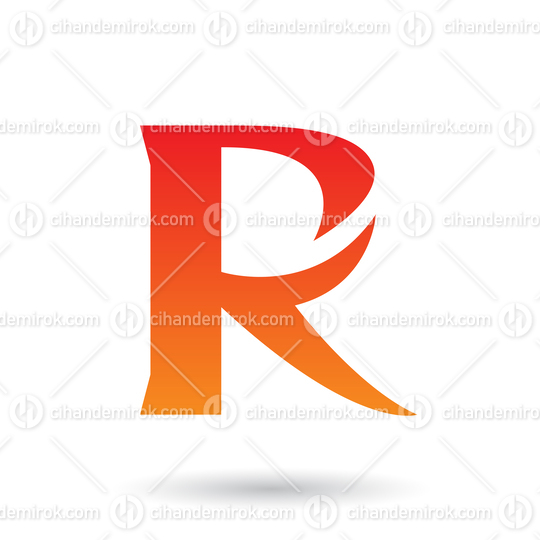 Red and Orange Gradient R with a Spiky Tail Vector Illustration