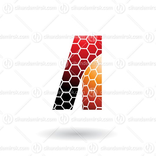 Red and Orange Letter A with Honeycomb Pattern