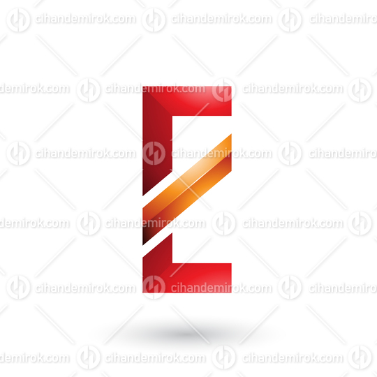 Red and Orange Letter E with a Diagonal Line Vector Illustration