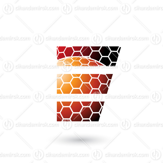 Red and Orange Letter E with Honeycomb Pattern