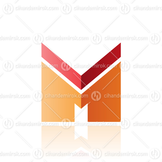 Red and Orange Letter M with a Thick Stripe and Reflection