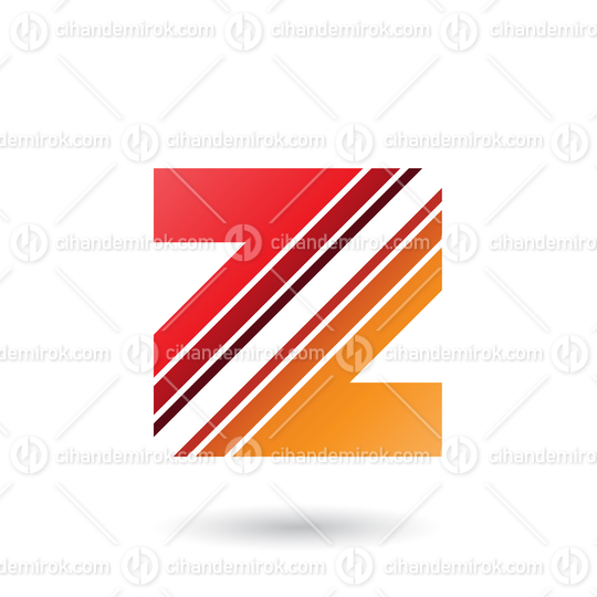 Red and Orange Letter Z with Diagonal Stripes Vector Illustration