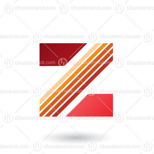 Red and Orange Letter Z with Thick Diagonal Stripes