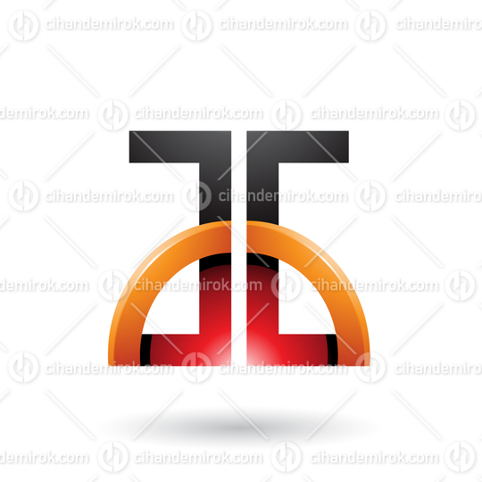Red and Orange Letters A and G with a Glossy Half Circle