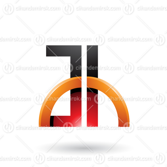 Red and Orange Letters A and H with a Glossy Half Circle