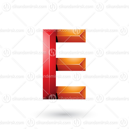 Red and Orange Pyramid Like Geometrical Letter E