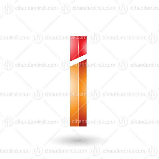 Red and Orange Rectangular Glossy Letter I
