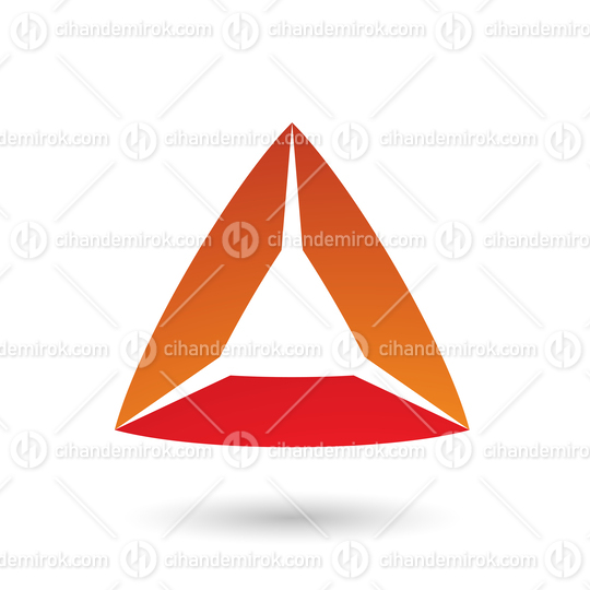 Red and Orange Triangle with Bowed Edges Vector Illustration