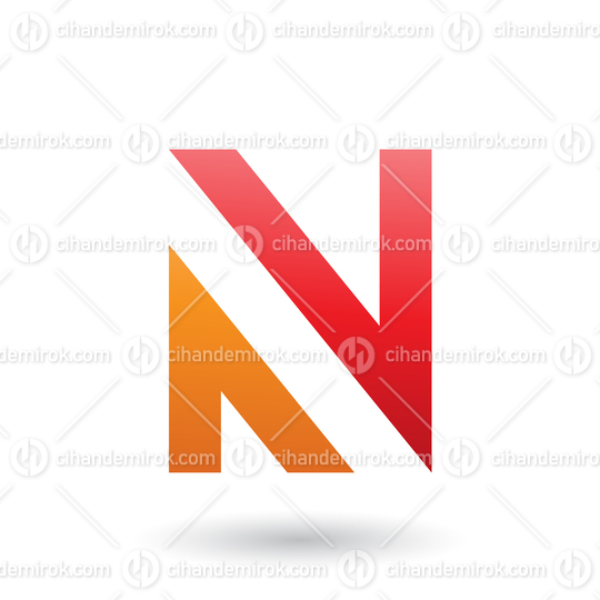Red and Orange V Shaped Icon for Letter N Vector Illustration