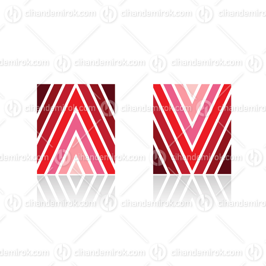 Red Arrow Shaped Stripes for Letters A and V