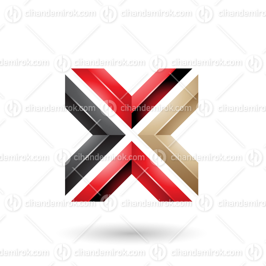 Red Black and Beige Square Shaped Letter X Vector Illustration
