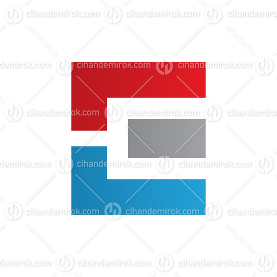Red Blue and Grey Rectangular Letter E Icon
