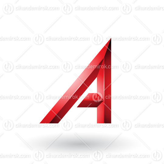 Red Bold and Curvy Geometrical Letter A Vector Illustration