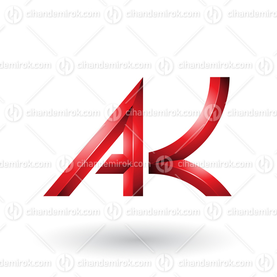 Red Bold and Curvy Geometrical Letters A and K Vector Illustration