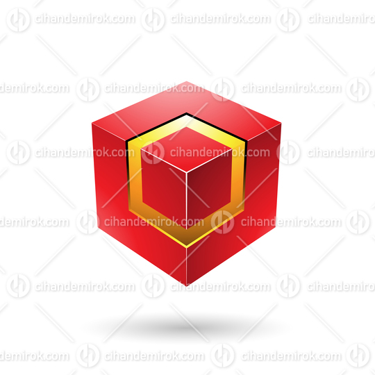 Red Bold Cube with Glowing Core Vector Illustration