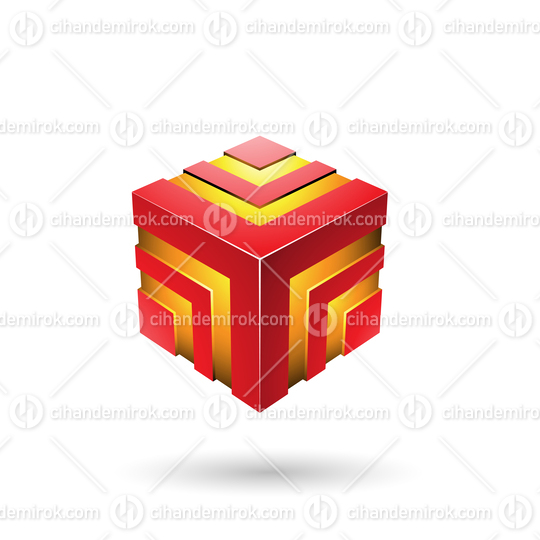 Red Bold Striped Cube Vector Illustration