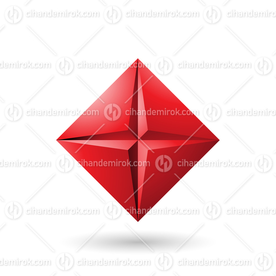 Red Diamond Icon with a Star Shape Vector Illustration
