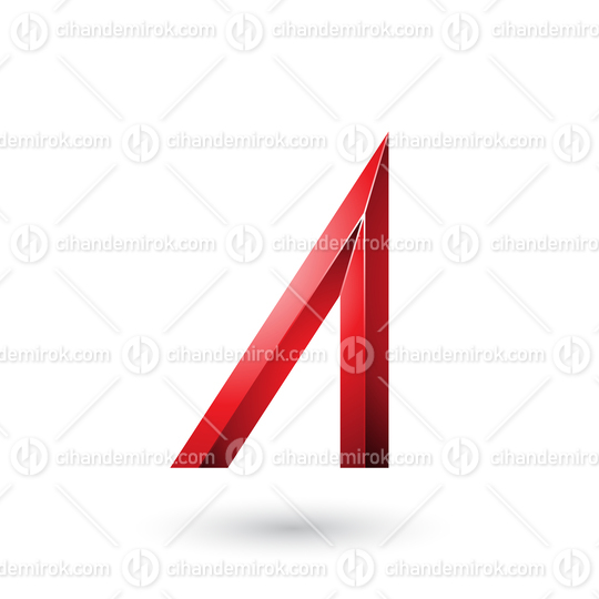 Red Geometrical Glossy Letter A Vector Illustration