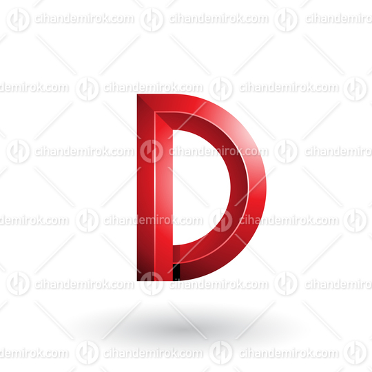 Red Glossy and Bold 3d Geometrical Letter D Vector Illustration