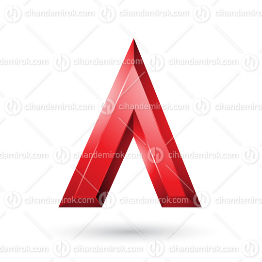 Red Glossy Geometrical Letter A Vector Illustration