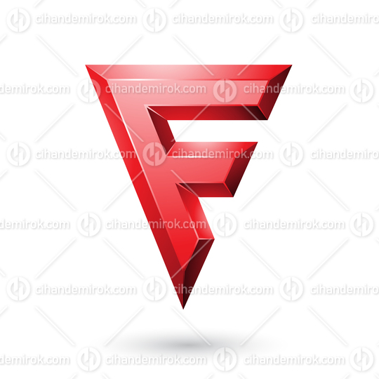 Red Glossy Geometrical Letter F Vector Illustration