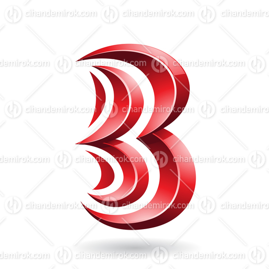 Red Glossy Spiky Embossed Icon for Letter B