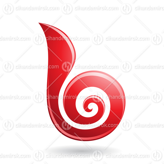 Red Glossy Swirly Candy Shaped Letter B Icon