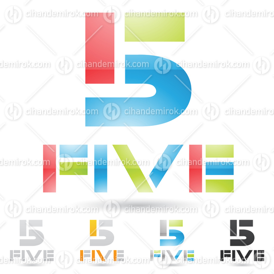 Red Green and Blue Abstract Logo Icon of a Bold Number 5