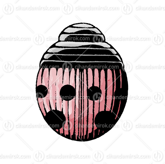 Red Ladybug Icon, Scratchboard Engraved Vector