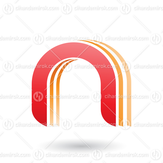 Red Layered Icon for Letter N Vector Illustration