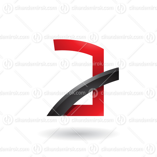 Red Letter A with Black Glossy Stick Vector Illustration