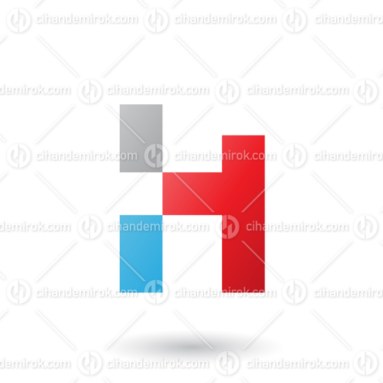 Red Letter H with Rectangular Shapes Vector Illustration