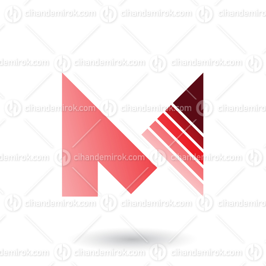 Red Letter M with a Diagonally Striped Triangle