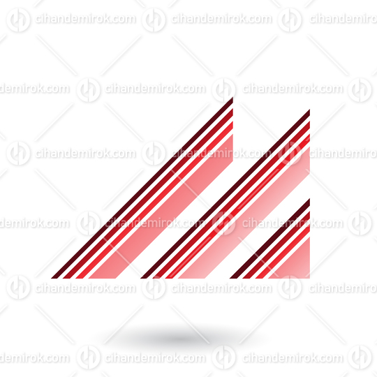 Red Letter M with Diagonal Retro Stripes Vector Illustration