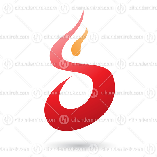 Red Letter S Shaped Fire Icon Vector Illustration