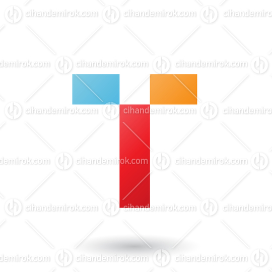 Red Letter T with Rectangular Shapes Vector Illustration