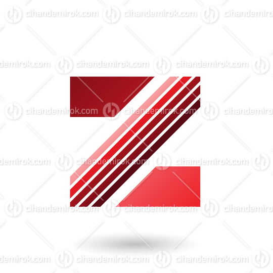 Red Letter Z with Thick Diagonal Stripes Vector Illustration