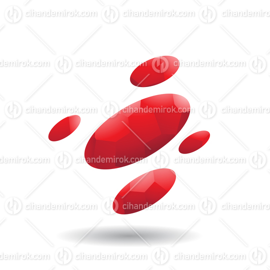 Red Oval Dots Icon with Mosaic Pattern
