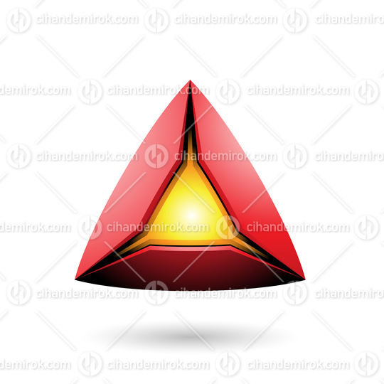 Red Pyramid with a Glowing Core Vector Illustration